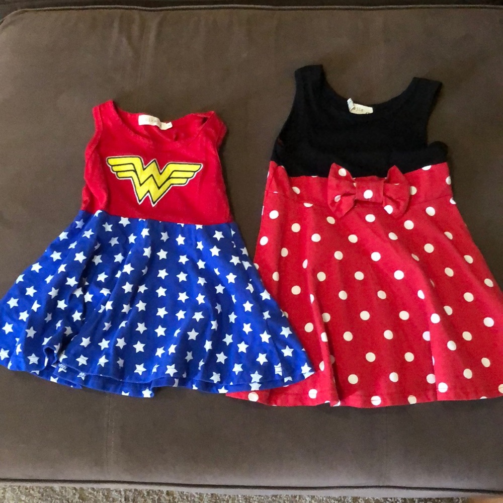 Wonder Woman and Minnie Mouse dresses